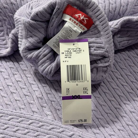 Woman's Anne Klein Sport Cable-Knit Purple Luxury Ribbed Turtleneck Pullover 2XL - Picture 6 of 9